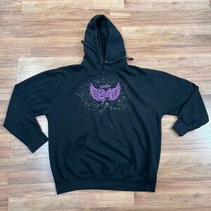 Black Hooded Sweatshirt Purple 24 Graphic With Wings Kobe Wings And Halo #24 Hoo